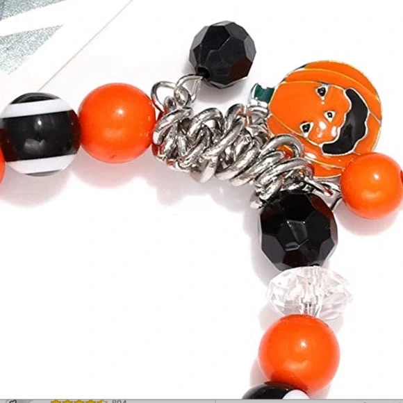Charm Bracelets Halloween Bracelets Ghost Pumpkin Stretch Beaded Bracelet - Picture 3 of 6